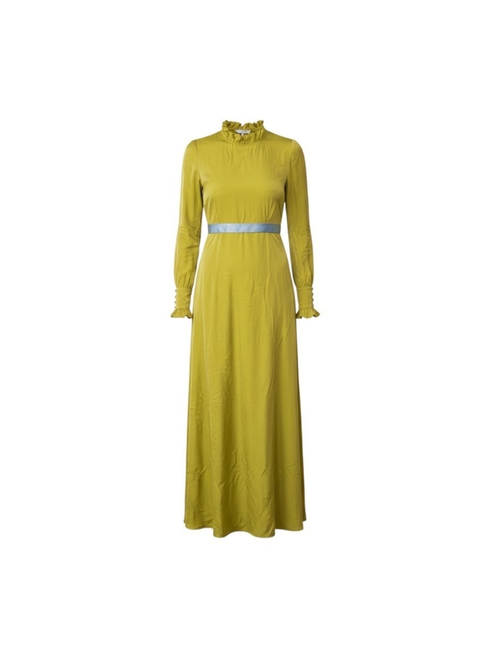 1960s Chartreuse Long Sleeve Maxi Dress